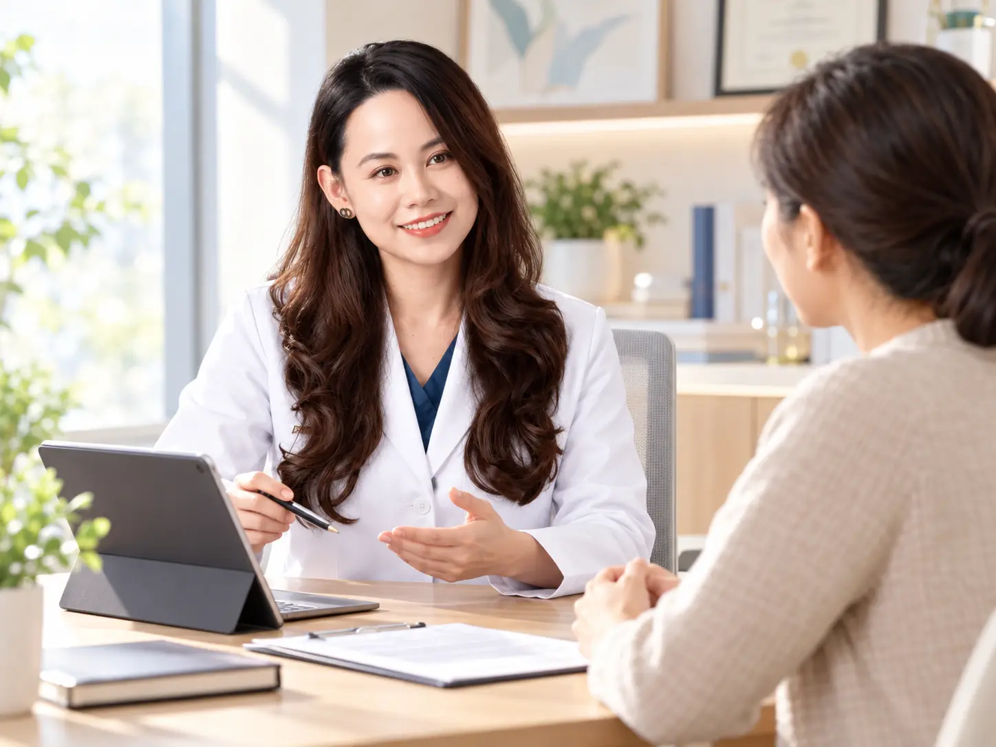 A doctor and a patient reviewing results together