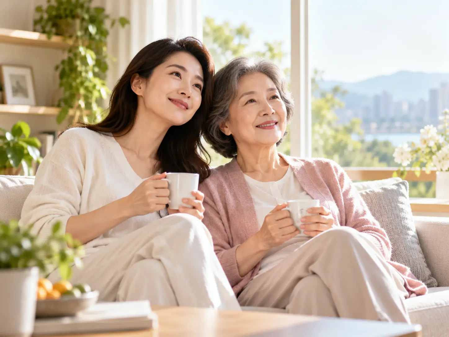 A person relaxed in morning light